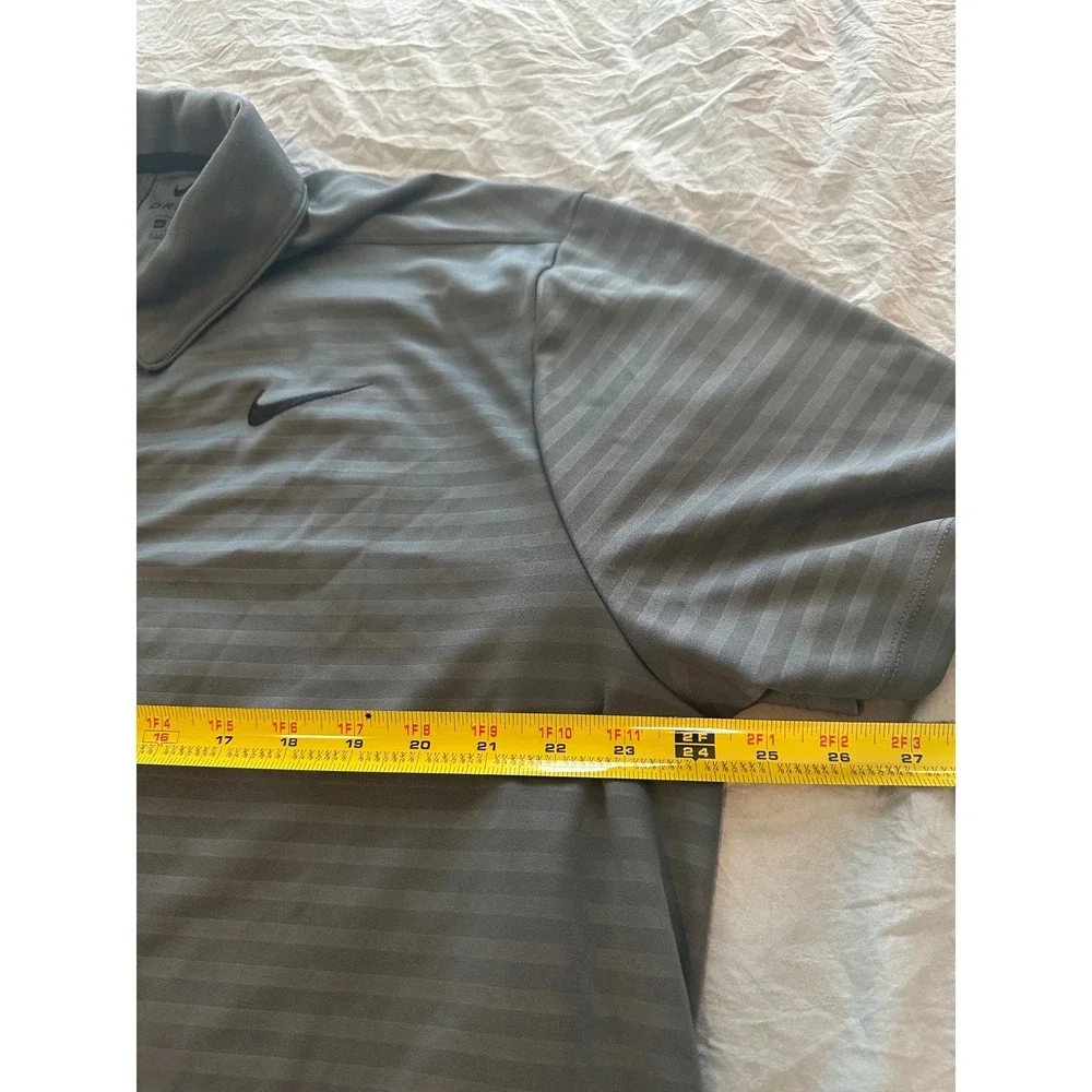 Nike Dri-FIT Mens XXL Gray Striped Golf Polo Shirt Short Sleeve Athletic Tee